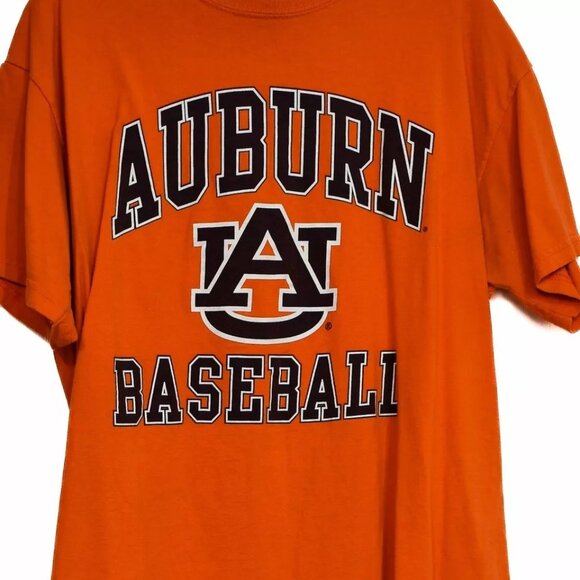 Auburn Baseball Men Orange Spellout T Shirt Graphic Logo Pullover Short Sleeve L - Picture 2 of 8